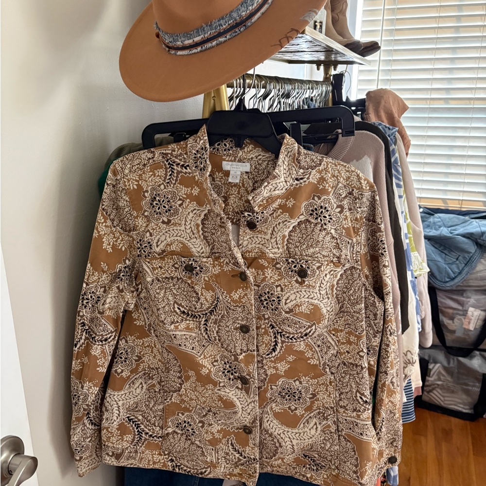 2x Charter Club Brown and Cream Paisley Button-Front jacket